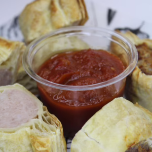Vegan Sausage Roll with Tomato Relish